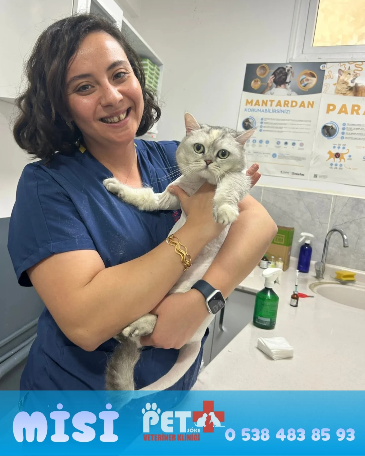 Uzm. Vet. Hek. Aleyna Önder ve kedi Misi – Söke Pet Veteriner Kliniği